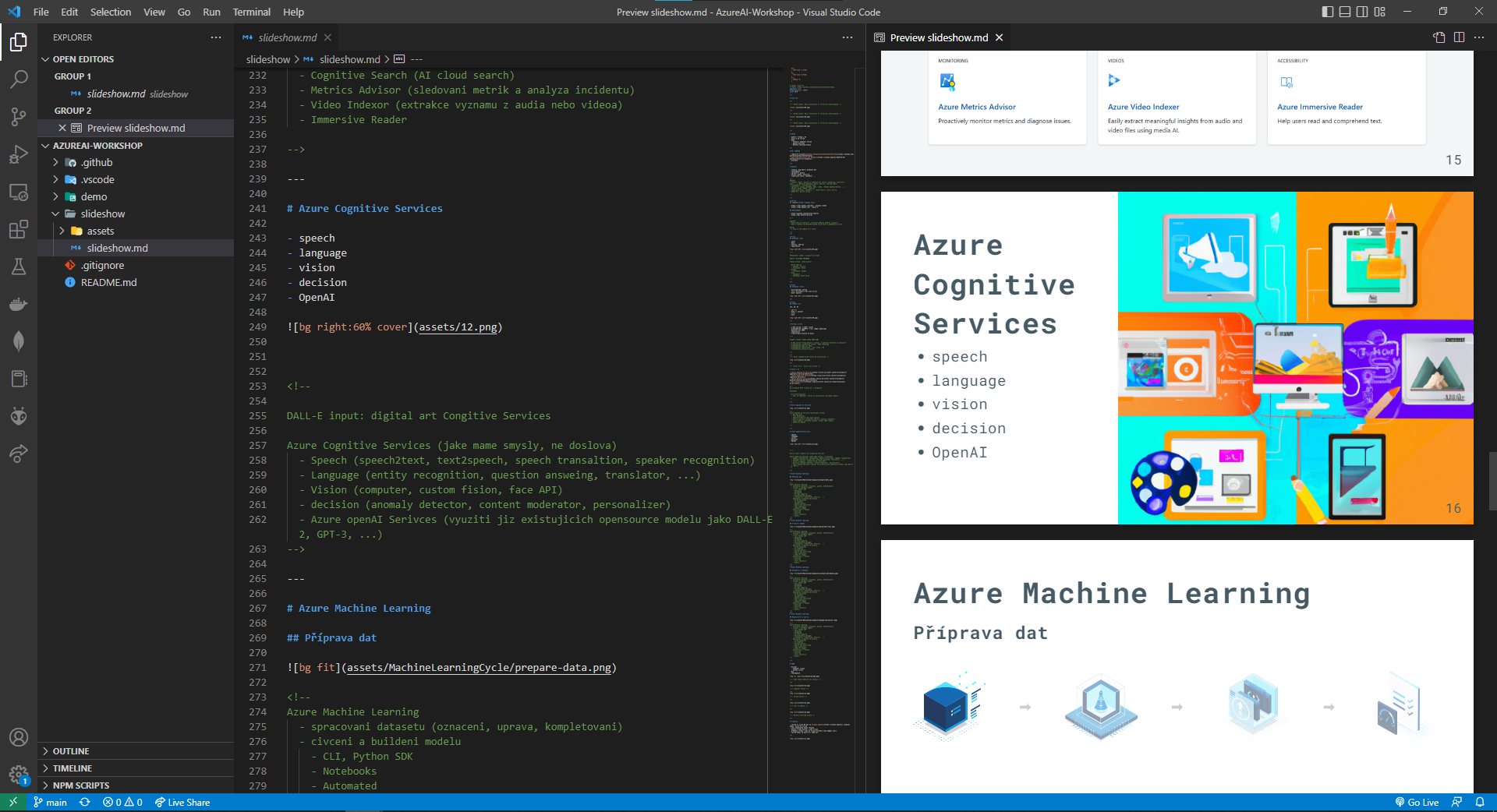 Využití rozšíření Marp pro VS Code