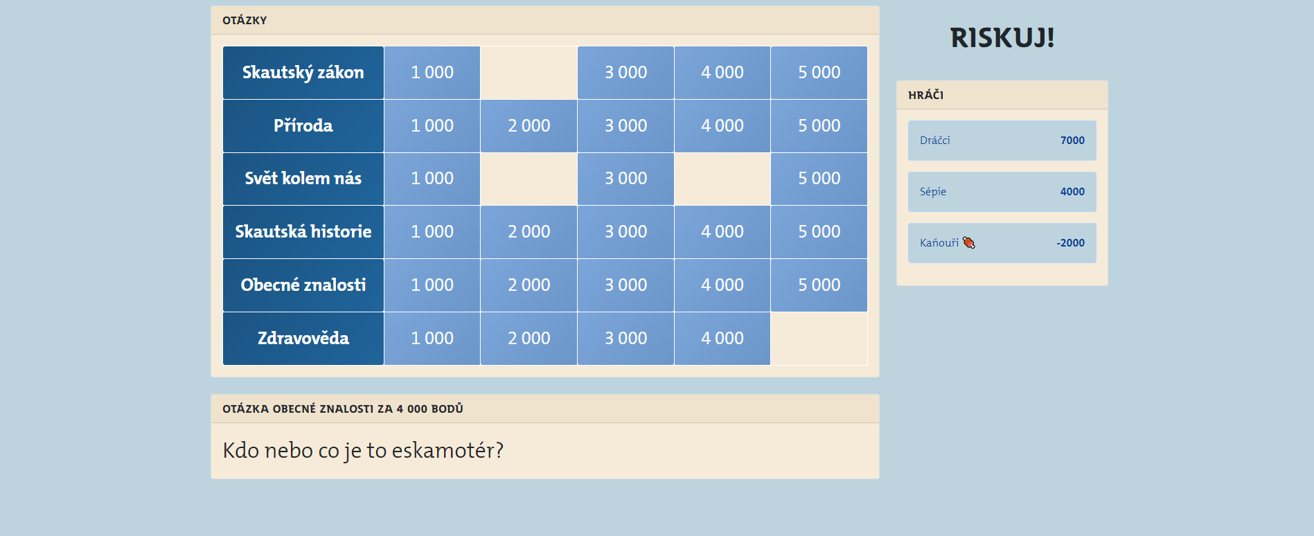sceenshot z hry riskuj